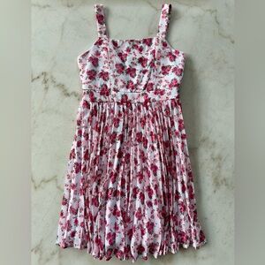 Red and pink roses dress | Floral Pink Kids Dress | shabby chic accordion dress